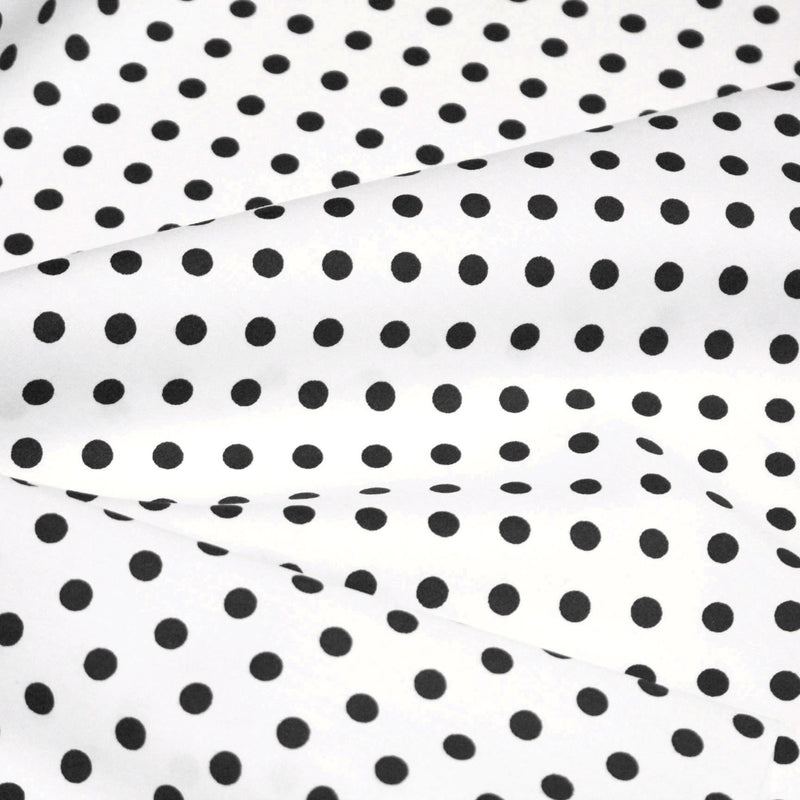 Tissu popeline de coton blanc à pois noirs 8mm - COLLECTION POLKA DOT - TissusPapi.com