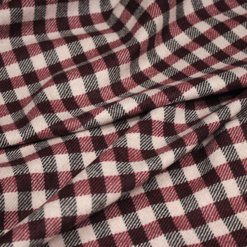 Tissu lainage tartan rose, byzantin et gris anthracite - Fabrication italienne - TissusPapi.com