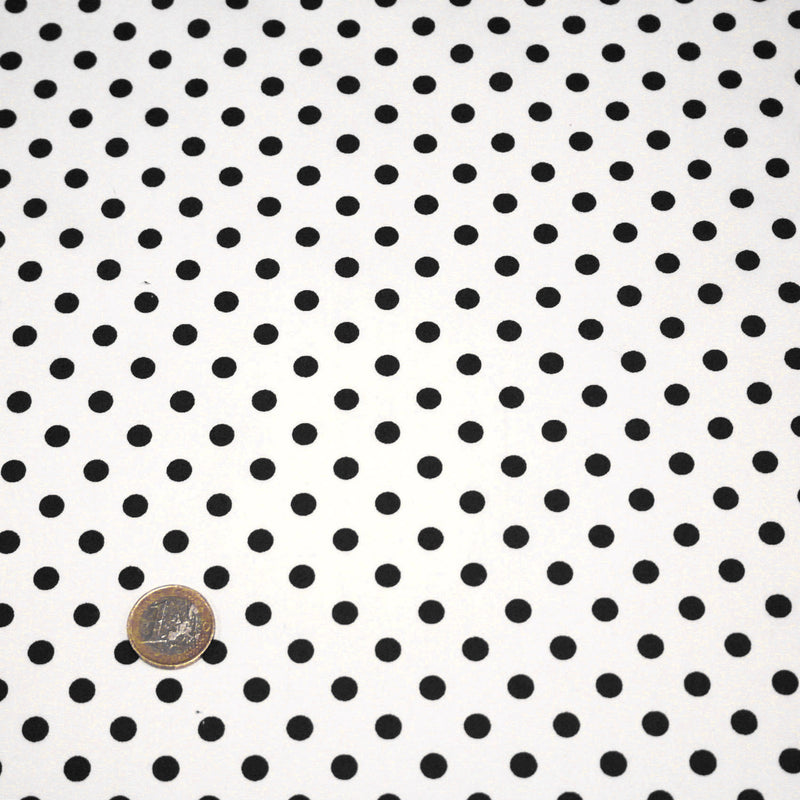 Tissu popeline de coton blanc à pois noirs 8mm - COLLECTION POLKA DOT - TissusPapi.com