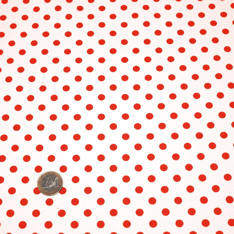 Tissu popeline de coton blanc à pois rouges 8mm - COLLECTION POLKA DOT - TissusPapi.com