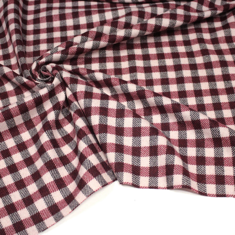 Tissu lainage tartan rose, byzantin et gris anthracite - Fabrication italienne - TissusPapi.com