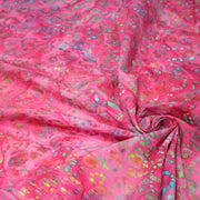 Tissu coton block print rose fuchsia aux pois et cercles multicolores - MADE IN INDIA - TissusPapi.com