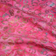 Tissu coton block print rose fuchsia aux pois et cercles multicolores - MADE IN INDIA - TissusPapi.com