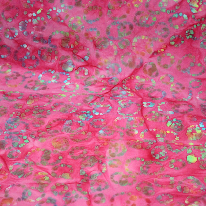 Tissu coton block print rose fuchsia aux pois et cercles multicolores - MADE IN INDIA - TissusPapi.com
