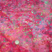 Tissu coton block print rose fuchsia aux pois et cercles multicolores - MADE IN INDIA - TissusPapi.com