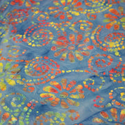 Tissu coton block print bleu aux fleurs et arabesques multicolores - MADE IN INDIA - TissusPapi.com
