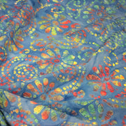 Tissu coton block print bleu aux fleurs et arabesques multicolores - MADE IN INDIA - TissusPapi.com