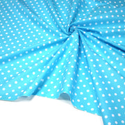 Tissu de coton bleu turquoise à petits pois blancs 7mm - COLLECTION POLKA DOT - TissusPapi.com
