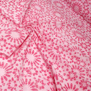 Tissu coton block print rose pâle aux fleurs rose fuchsia - MADE IN INDIA - TissusPapi.com