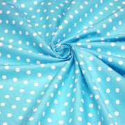 Tissu de coton bleu turquoise à petits pois blancs 7mm - COLLECTION POLKA DOT - TissusPapi.com