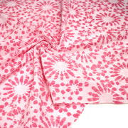 Tissu coton block print rose pâle aux fleurs rose fuchsia - MADE IN INDIA - TissusPapi.com