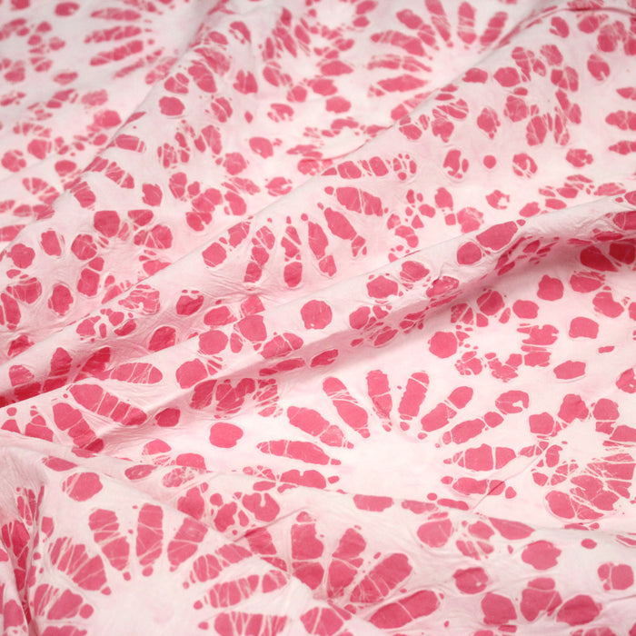 Tissu coton block print rose pâle aux fleurs rose fuchsia - MADE IN INDIA