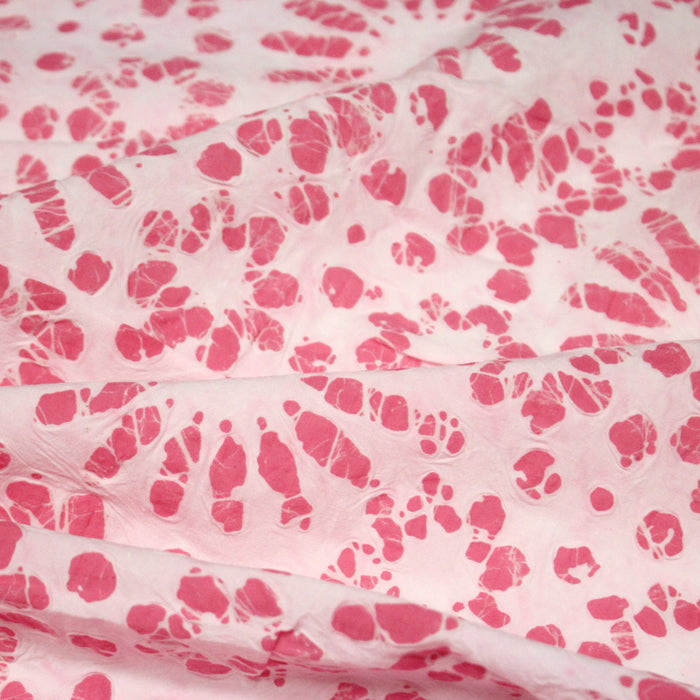 Tissu coton block print rose pâle aux fleurs rose fuchsia - MADE IN INDIA