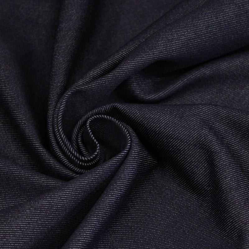 Tissu DENIM brut coton élasthanne bleu marine 400gr/m2 - Fabrication italienne