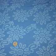 Tissu coton block print bleu aux fleurs bleu ciel - MADE IN INDIA - TissusPapi.com