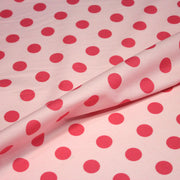 Tissu popeline de coton rose pâle à pois rouge magenta 18mm - COLLECTION POLKA DOT - TissusPapi.com