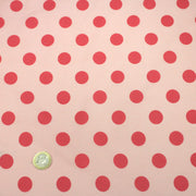 Tissu popeline de coton rose pâle à pois rouge magenta 18mm - COLLECTION POLKA DOT - TissusPapi.com