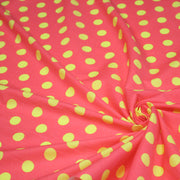 Tissu popeline de coton rose à pois jaunes 18mm - COLLECTION POLKA DOT - TissusPapi.com