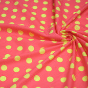 Tissu popeline de coton rose à pois jaunes 18mm - COLLECTION POLKA DOT - TissusPapi.com