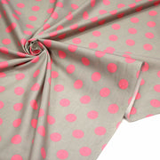 Tissu popeline de coton gris clair à pois roses 18mm - COLLECTION POLKA DOT - TissusPapi.com