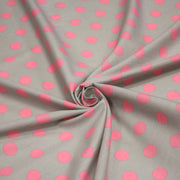 Tissu popeline de coton gris clair à pois roses 18mm - COLLECTION POLKA DOT - TissusPapi.com