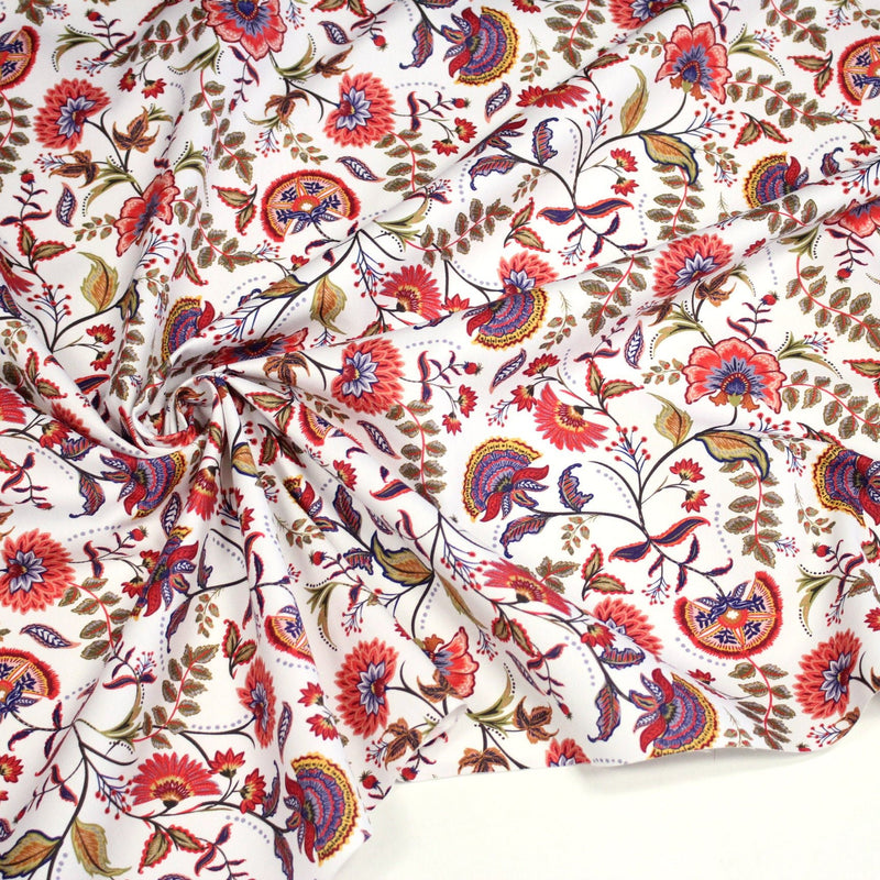 Tissu INDIENNES, gabardine coton imprimée fleurie : deux motifs différents - OEKO - TEX - TissusPapi.com