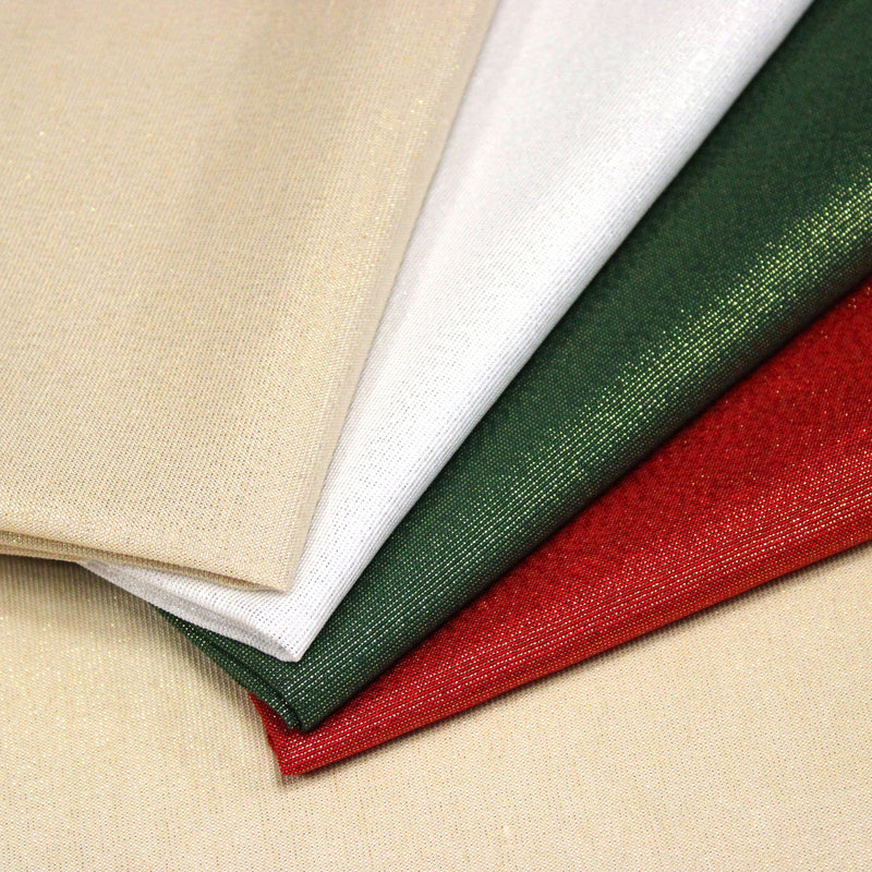 Tissu LUREX DE NOËL : rouge or, vertor , blanc argent, écru or - Petite et grande largeur !