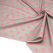Tissu popeline de coton gris clair à pois roses 18mm - COLLECTION POLKA DOT - TissusPapi.com