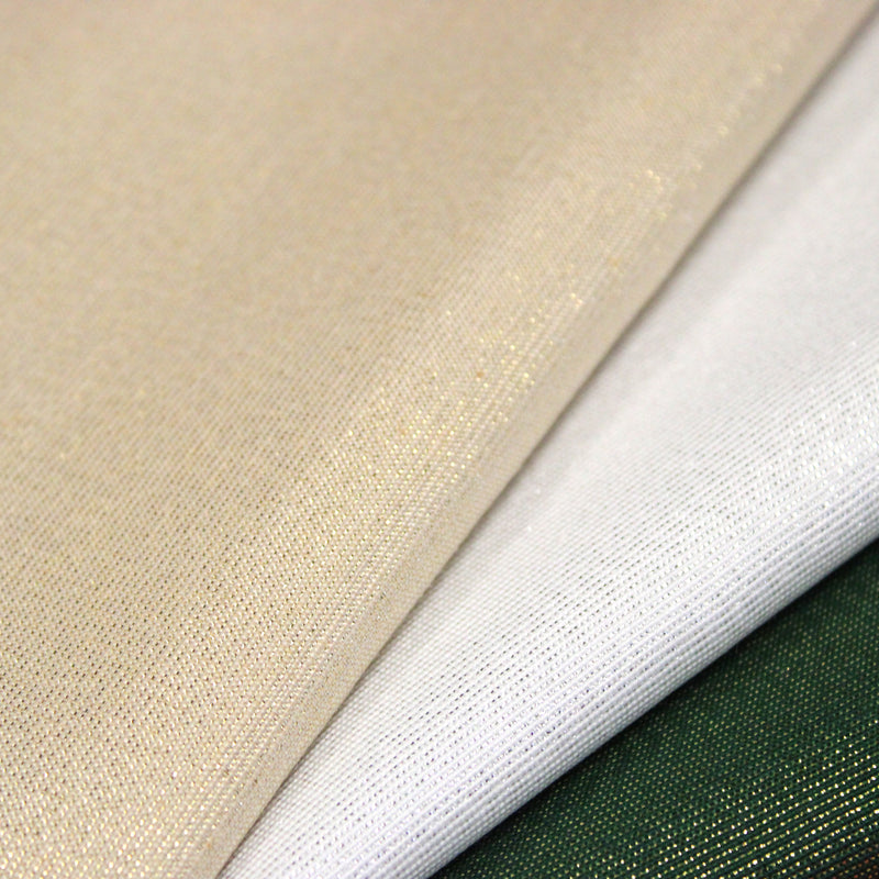 Tissu LUREX DE NOËL : rouge or, vertor , blanc argent, écru or - Petite et grande largeur !