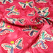 Tissu cotonnade BATIK aux papillons blanc : rose, vert, violet - MADE IN INDIA - TissusPapi.com