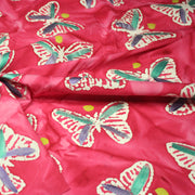 Tissu cotonnade BATIK aux papillons blanc : rose, vert, violet - MADE IN INDIA - TissusPapi.com