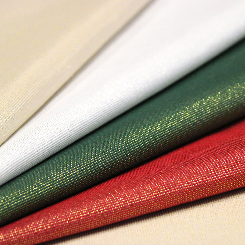 Tissu LUREX DE NOËL : rouge or, vertor , blanc argent, écru or - Petite et grande largeur !