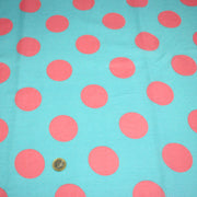 Tissu popeline de coton bleu turquoise à pois roses 52mm - COLLECTION POLKA DOT - TissusPapi.com