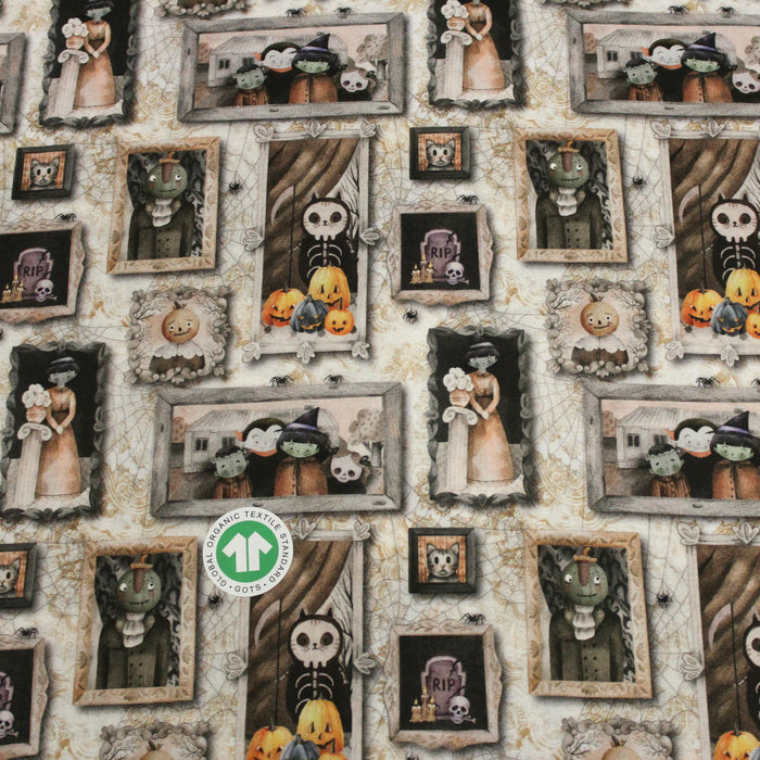 Tissu de coton Les portrais de la famille Addams - Collection Halloween - OEKO-TEX®