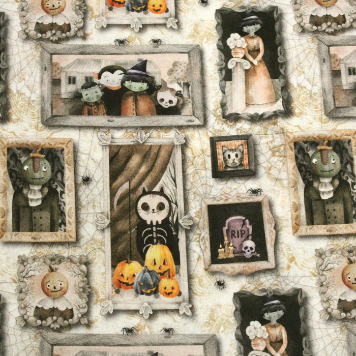 Tissu de coton Les portrais de la famille Addams - Collection Halloween - OEKO-TEX®