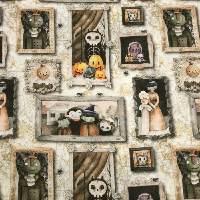 Tissu de coton Les portrais de la famille Addams - Collection Halloween - OEKO-TEX®