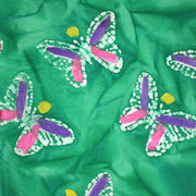 Tissu cotonnade BATIK aux papillons blanc : rose, vert, violet - MADE IN INDIA - TissusPapi.com