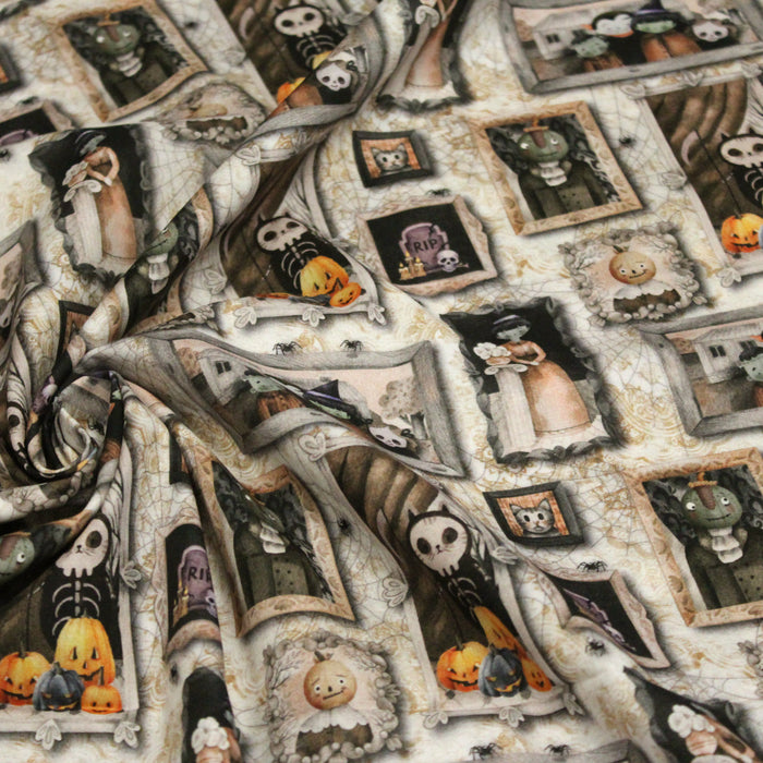 Tissu de coton Les portrais de la famille Addams - Collection Halloween - OEKO-TEX®