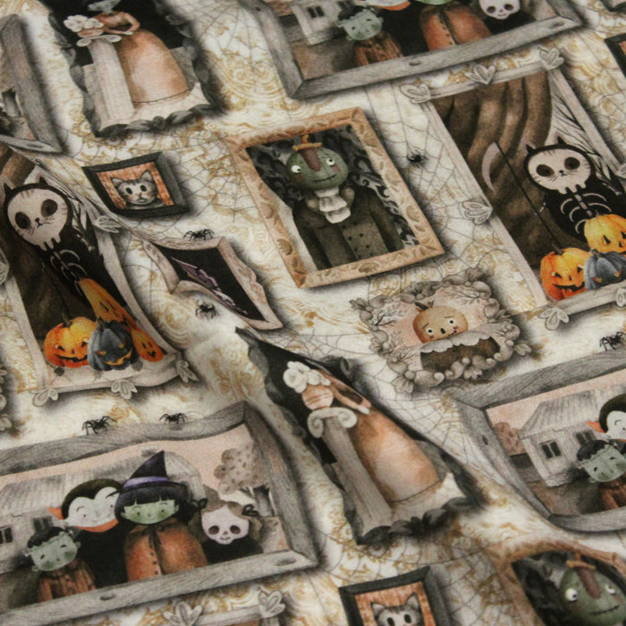 Tissu de coton Les portrais de la famille Addams - Collection Halloween - OEKO-TEX®