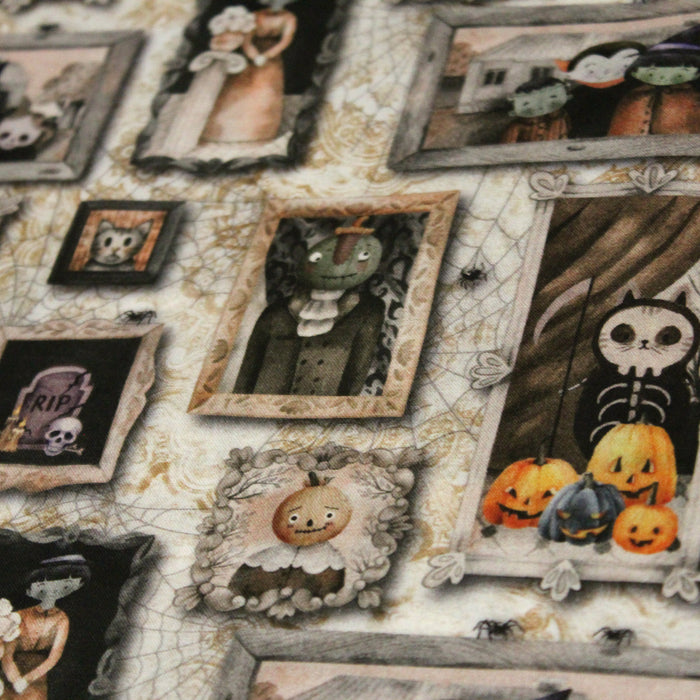 Tissu de coton Les portrais de la famille Addams - Collection Halloween - OEKO-TEX®