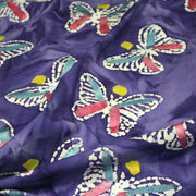 Tissu cotonnade BATIK aux papillons blanc : rose, vert, violet - MADE IN INDIA - TissusPapi.com