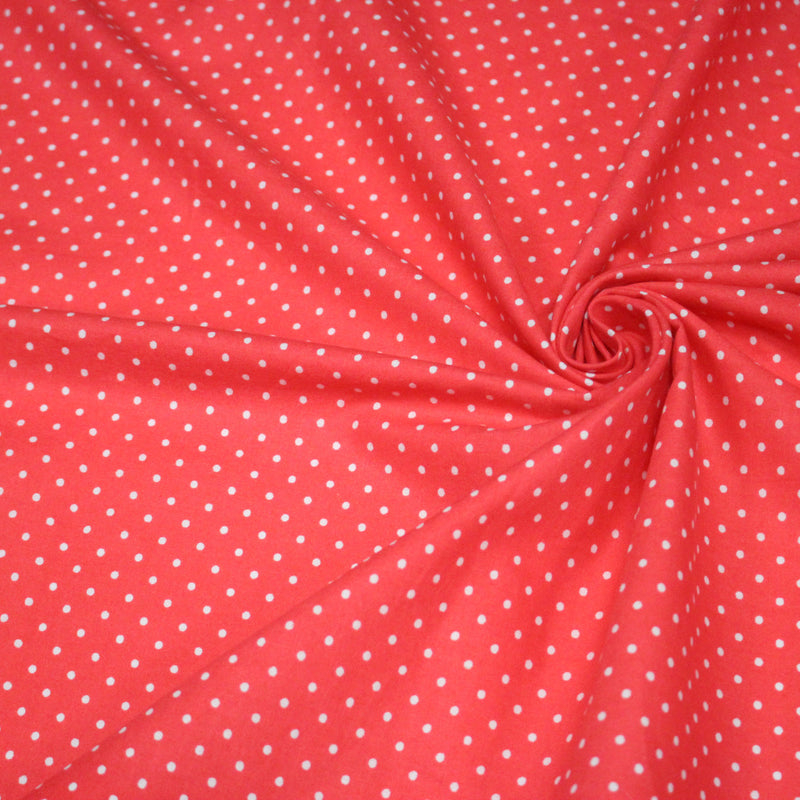 Tissu coton rouge fraise à pois blancs 2mm - COLLECTION POLKA DOT - TissusPapi.com