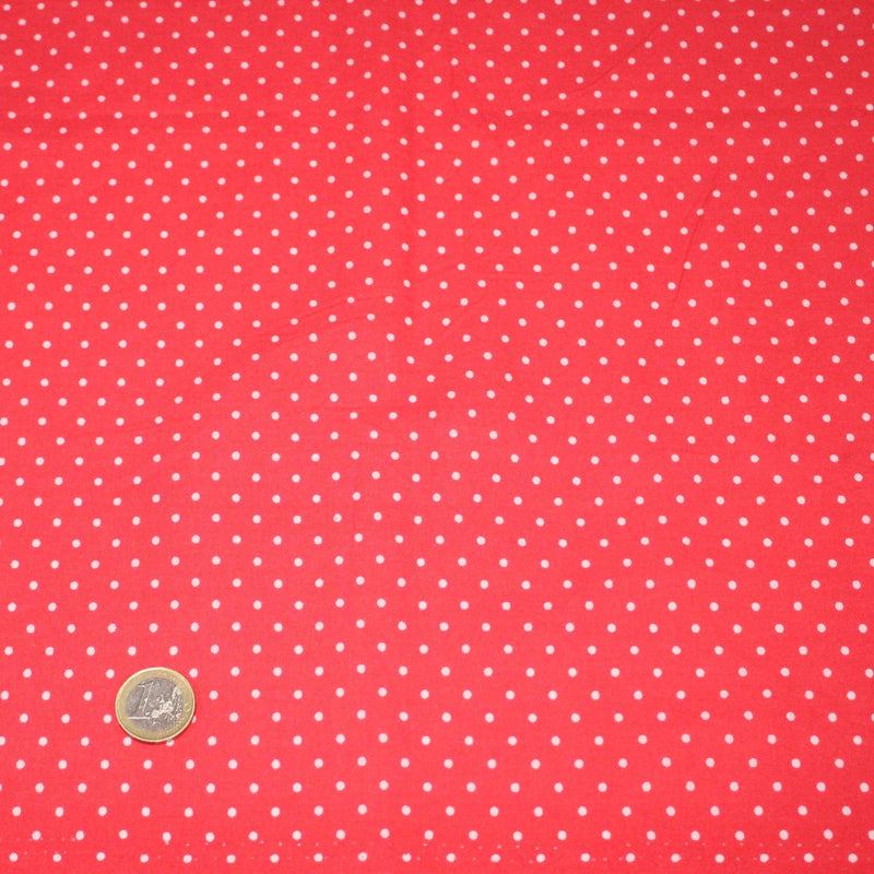 Tissu coton rouge fraise à pois blancs 2mm - COLLECTION POLKA DOT - TissusPapi.com