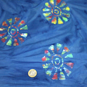 Tissu coton block print bleu aux soleils multicolores - MADE IN INDIA - TissusPapi.com