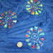 Tissu coton block print bleu aux soleils multicolores - MADE IN INDIA - TissusPapi.com