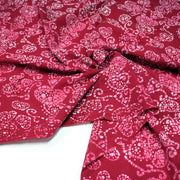 Tissu coton block rose rouge aux coeurs blancs et roses - MADE IN INDIA - TissusPapi.com