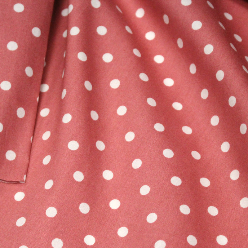 Tissu coton rose indien à pois blancs 6mm - COLLECTION POLKA DOT - TissusPapi.com