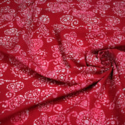 Tissu coton block rose rouge aux coeurs blancs et roses - MADE IN INDIA - TissusPapi.com