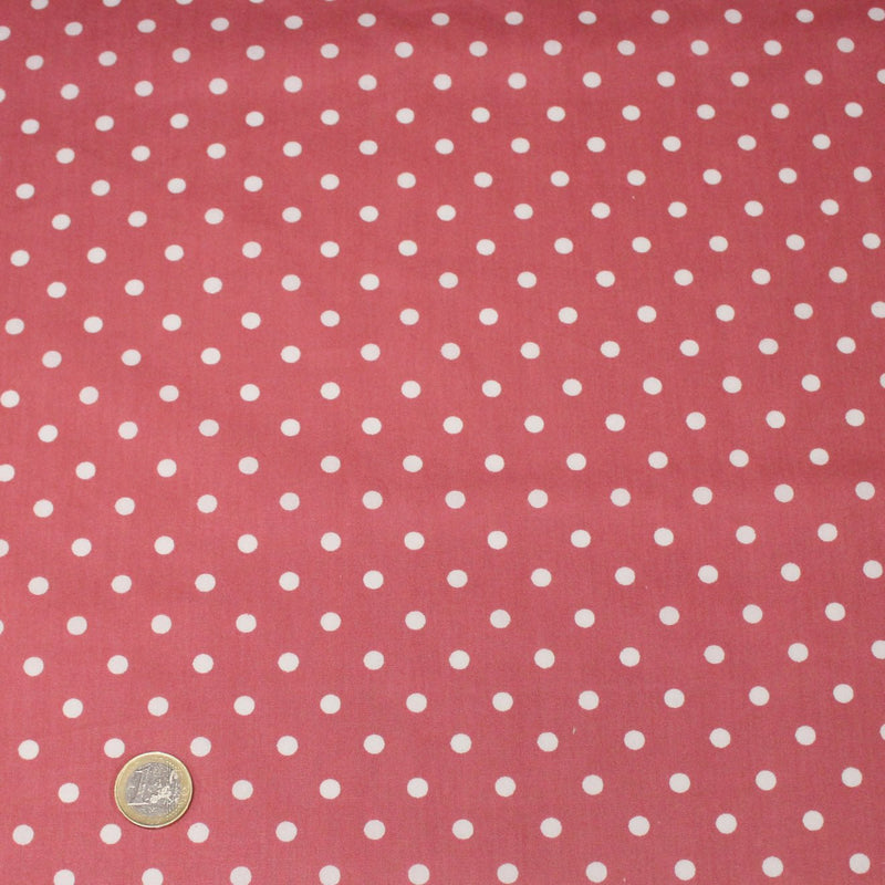 Tissu coton rose indien à pois blancs 6mm - COLLECTION POLKA DOT - TissusPapi.com