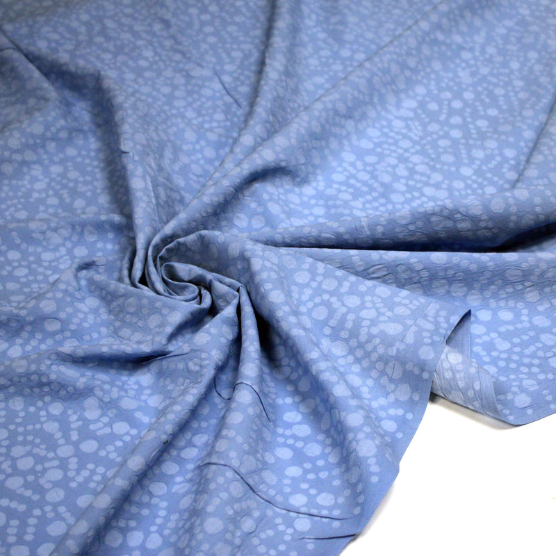Tissu coton block print bleu aux pois bleu ciel - MADE IN INDIA - TissusPapi.com